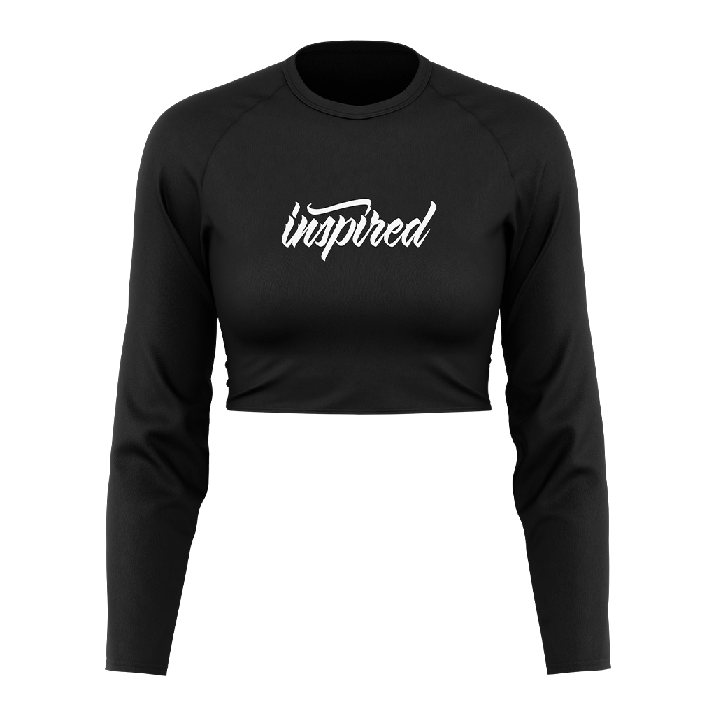 Lux Dri Fit Inspired Script Longsleeve Crop Black Large